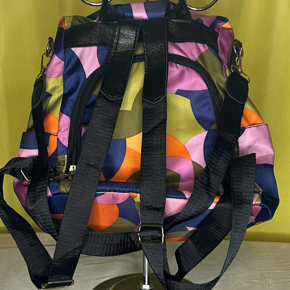 Poaba Multi Color Backpack Anti Theft Water Resistant MTV patch - Picture 8 of 12